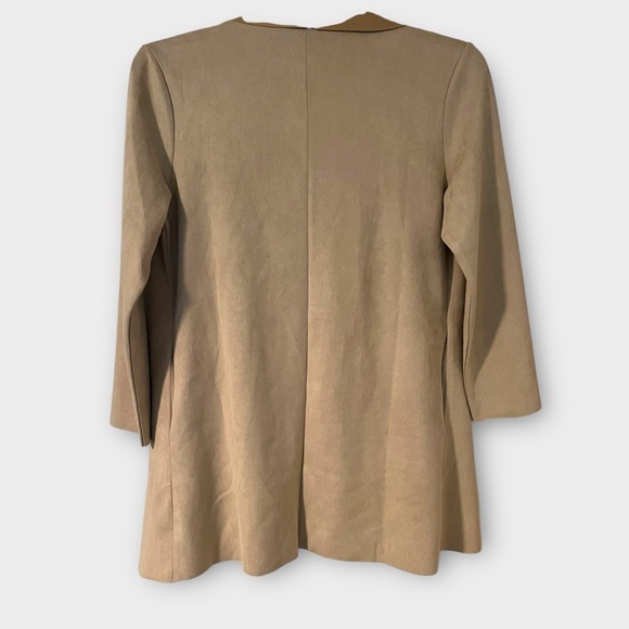 Kaktus Faux Suede Drape Front Cardigan - Picture 2 of 4